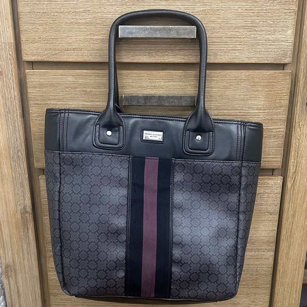Tommy Hilfiger Black and Gray Laptop Bag